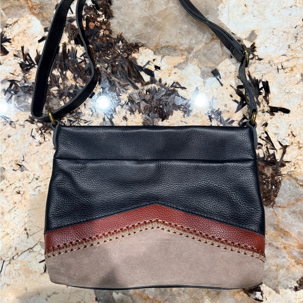 The Sak Black, Brown, and Tan Leather Crossbody/Shoulder Bag